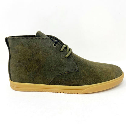 Clae Strayhorn Unlined Olive Waxed Suede Mens Premium Mid Casual Sneakers