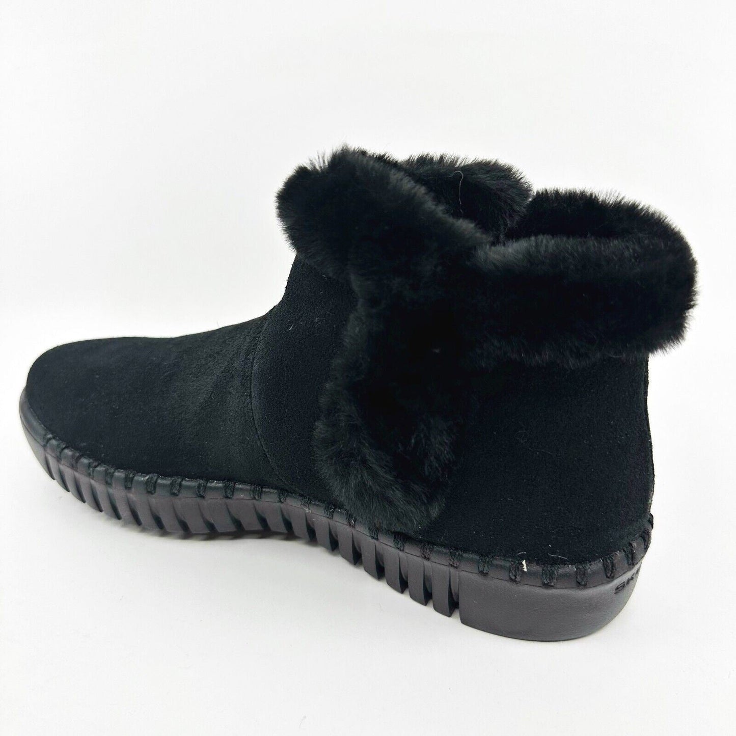 Skechers Go Walk Smart Love Affair Black Womens Size 6.5 Faux Fur Booties