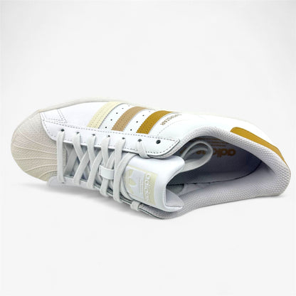 Adidas Superstar White Golden Beige Mens Athletic Sneaker