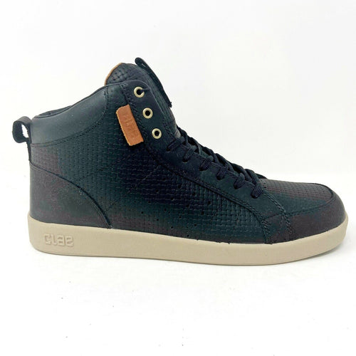 Clae Russell Black Embossed Leather Mens Casual Sneakers