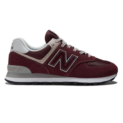 Women's Wide Fit New Balance ML574EVM Walking/Running Trainers - Exclusive - Burgundy/White ENCAP