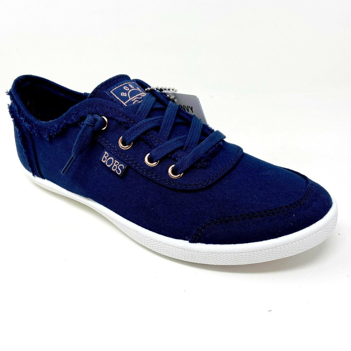 Skechers Bobs B Cute Navy White Womens Slip On Memory Foam Comfort Shoes