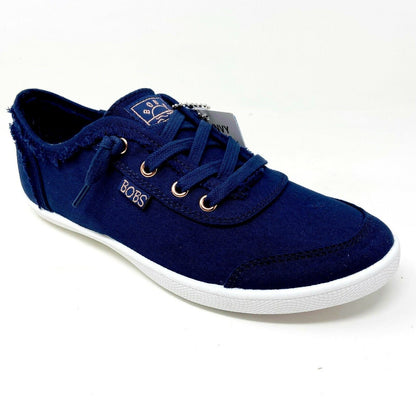 Skechers Bobs B Cute Navy White Womens Slip On Memory Foam Comfort Shoes