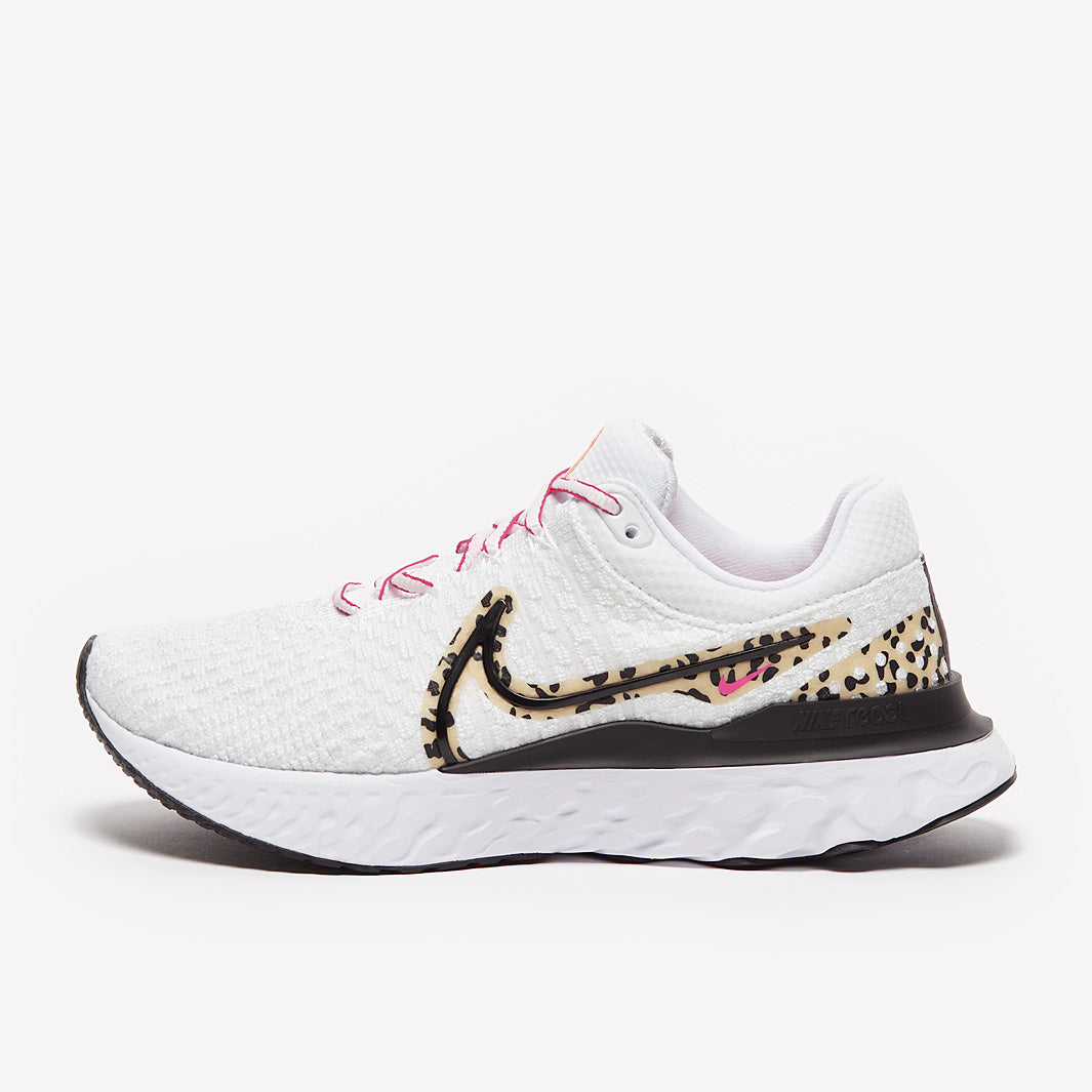 Nike Womens React Infinity Flyknit 3 - White/Black-Wheat Grass
