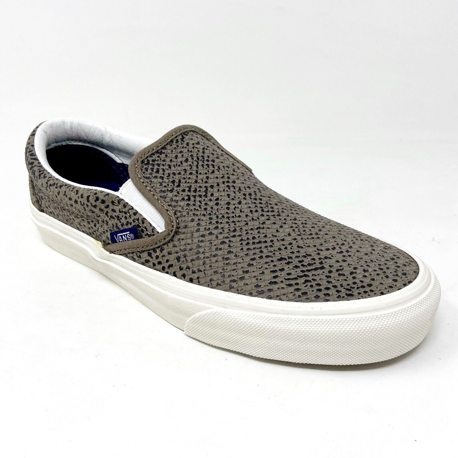 Vans Classic Slip On (Cheetah Suede) Tan Black Womens Animal Print Casual Shoes