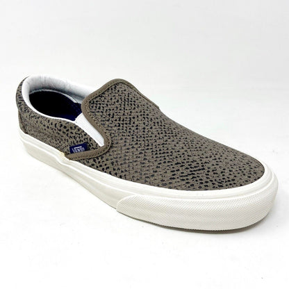 Vans Classic Slip On (Cheetah Suede) Tan Black Womens Animal Print Casual Shoes