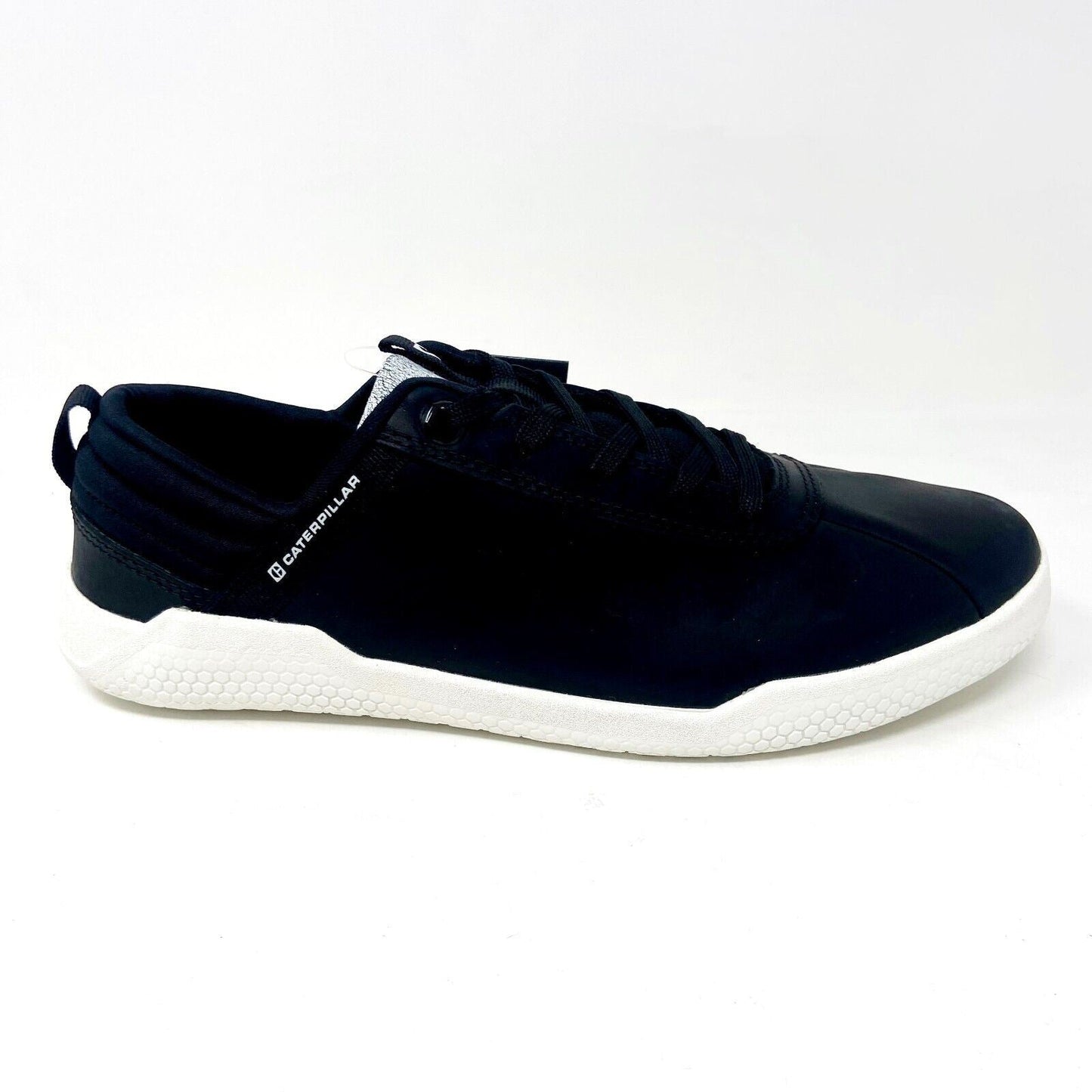 Caterpillar CAT Hex Black White Mens Leather Casual Shoes Sneakers P724185