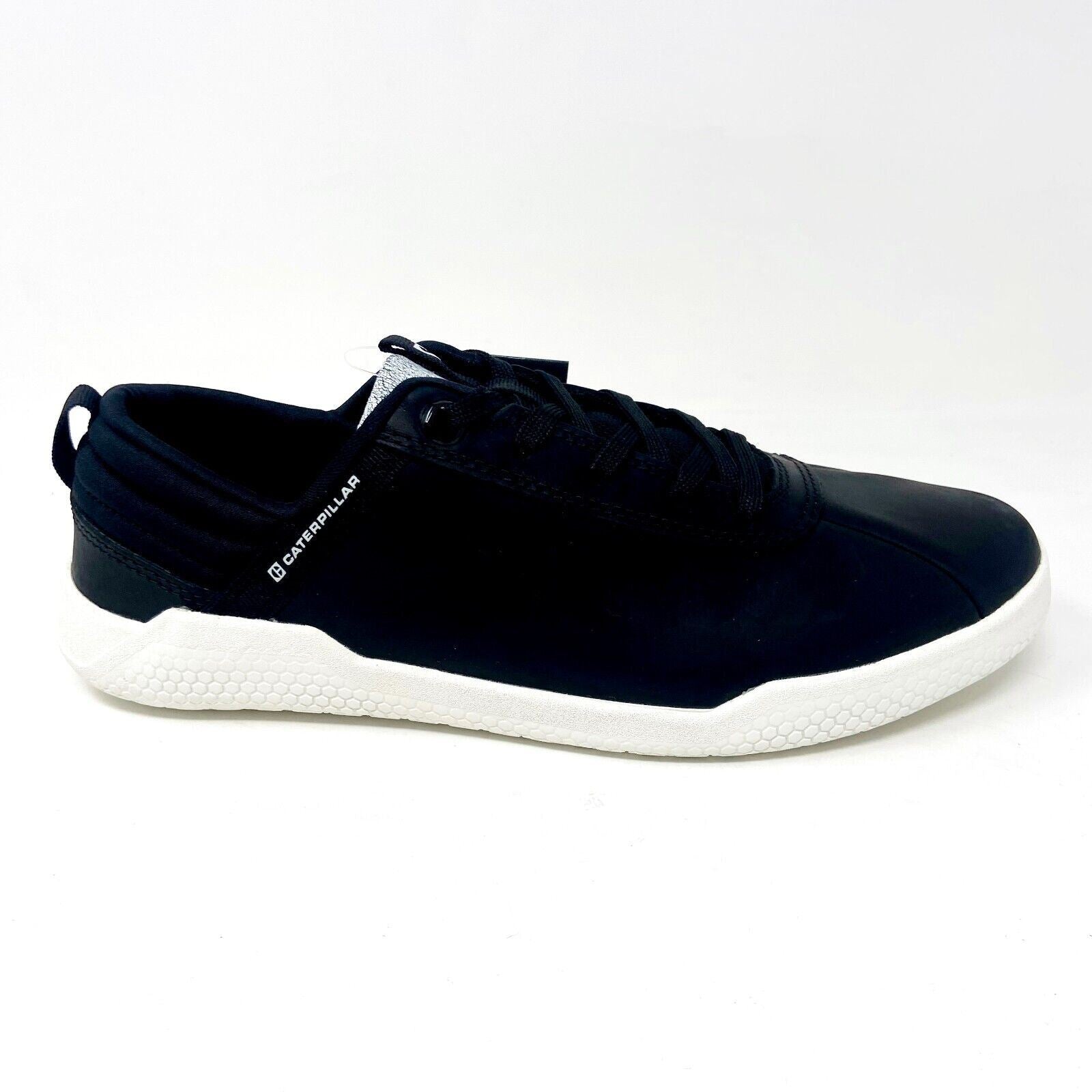 Caterpillar CAT Hex Black White Mens Leather Casual Shoes Sneakers P724185
