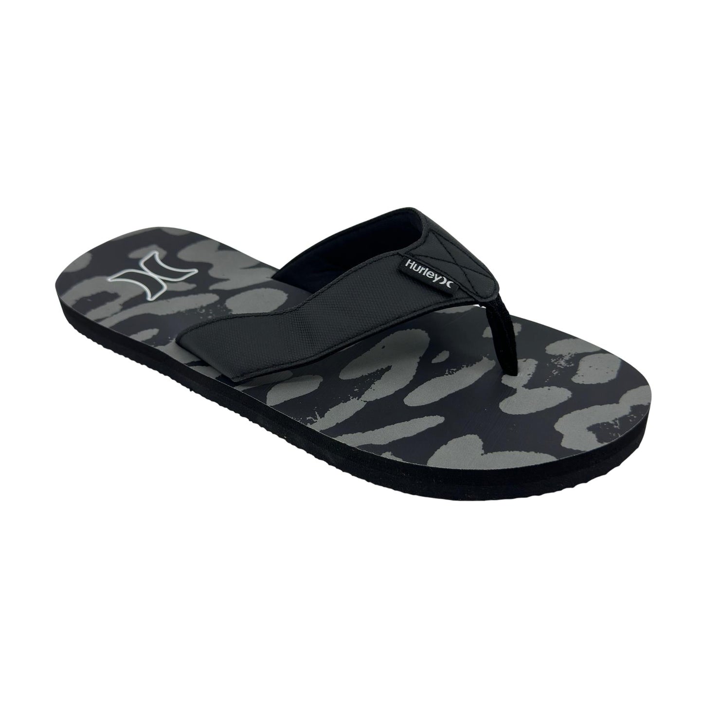Hurley Logo Black Combo Gray Mens Sandal Pool Beach Flip Flop