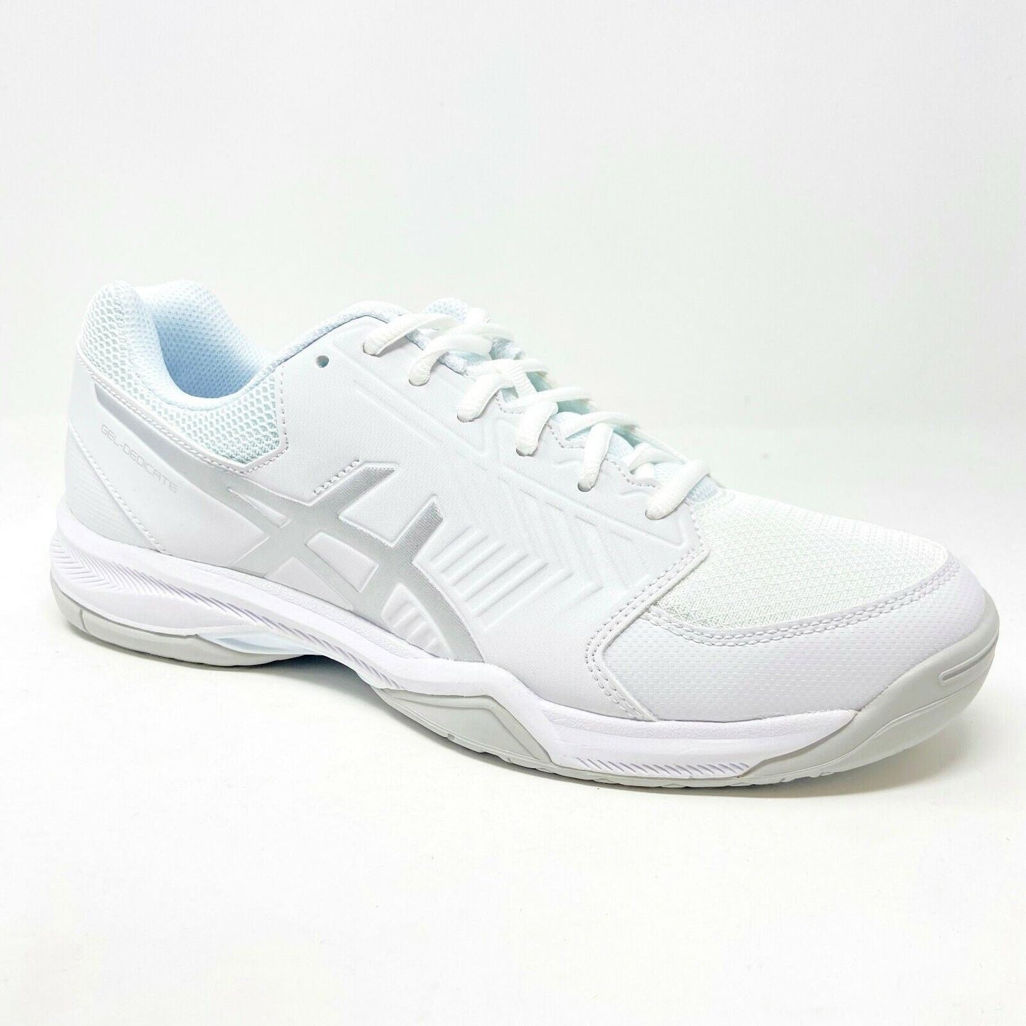 Asics Gel-Dedicate 5 White Silver Womens Tennis Court Shoes E757Y 0193