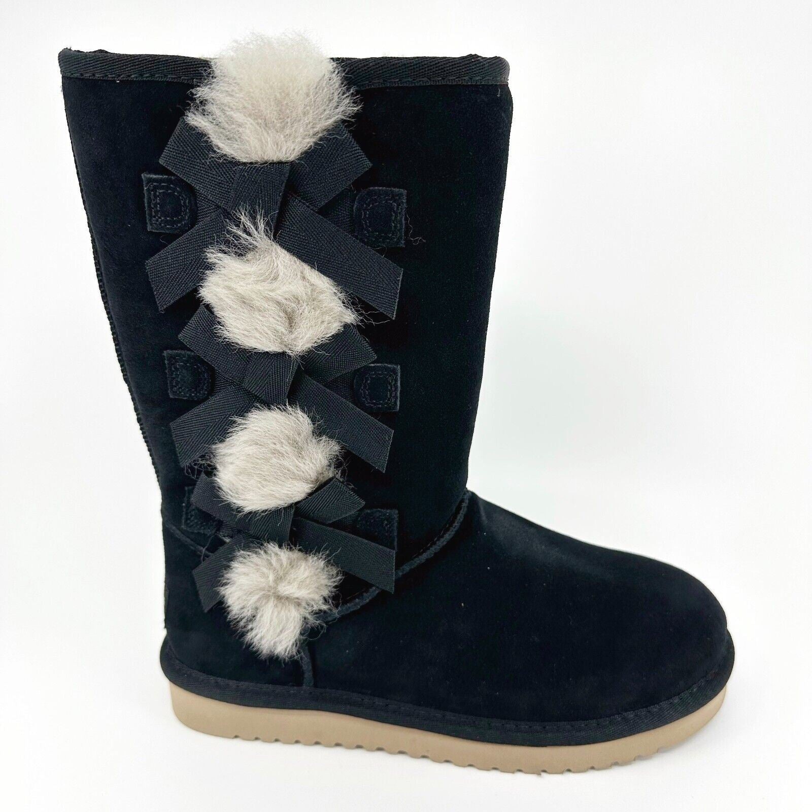 Koolaburra by UGG Victoria Tall Womens Black Faux Fur Shearling Suede Boots