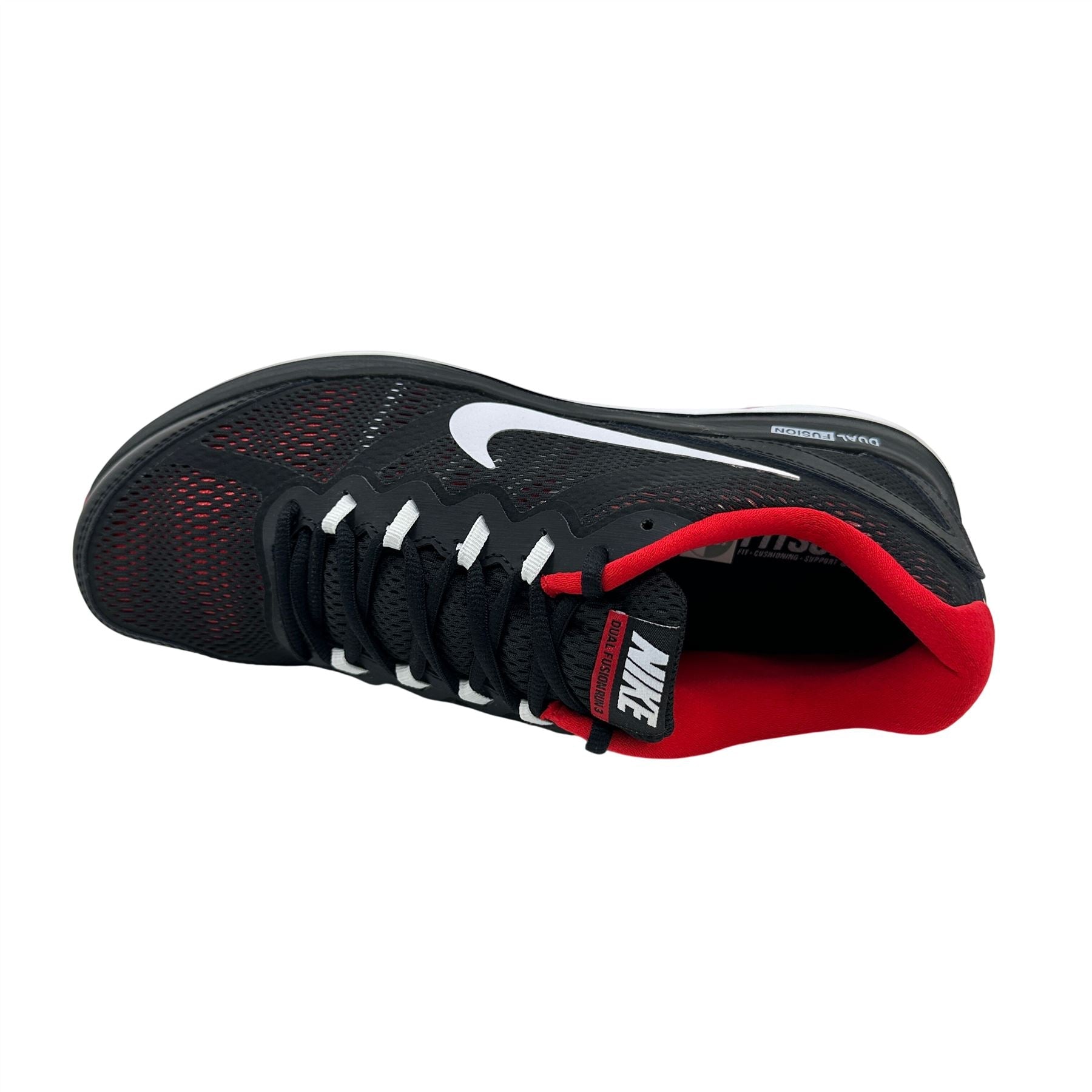 Nike Dual Fusion Run 3 Black White University Red Mens Athletic Sneaker