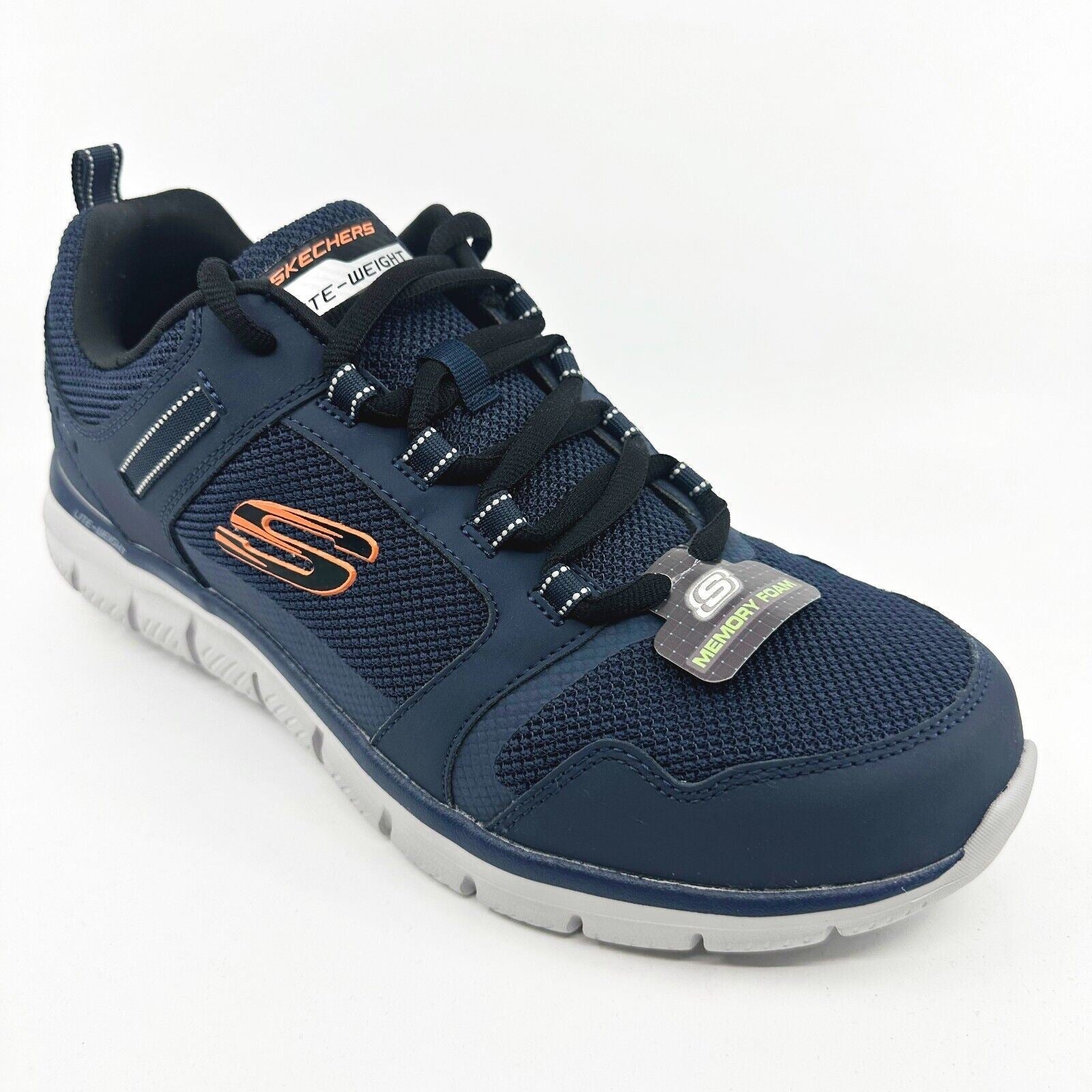 Skechers Track Knockhill Navy Orangre Mens Size 13 Athletic Sneakers