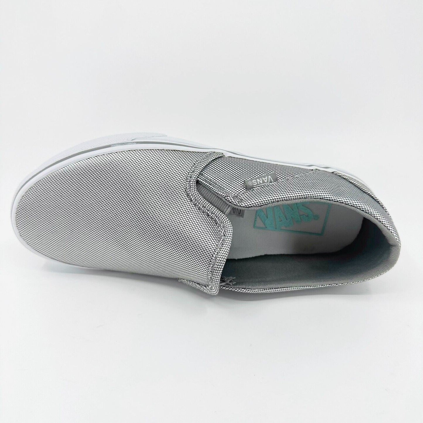 Vans Asher (Textile) Silver White Gray Womens Size 6 Casual Slip On Shoes