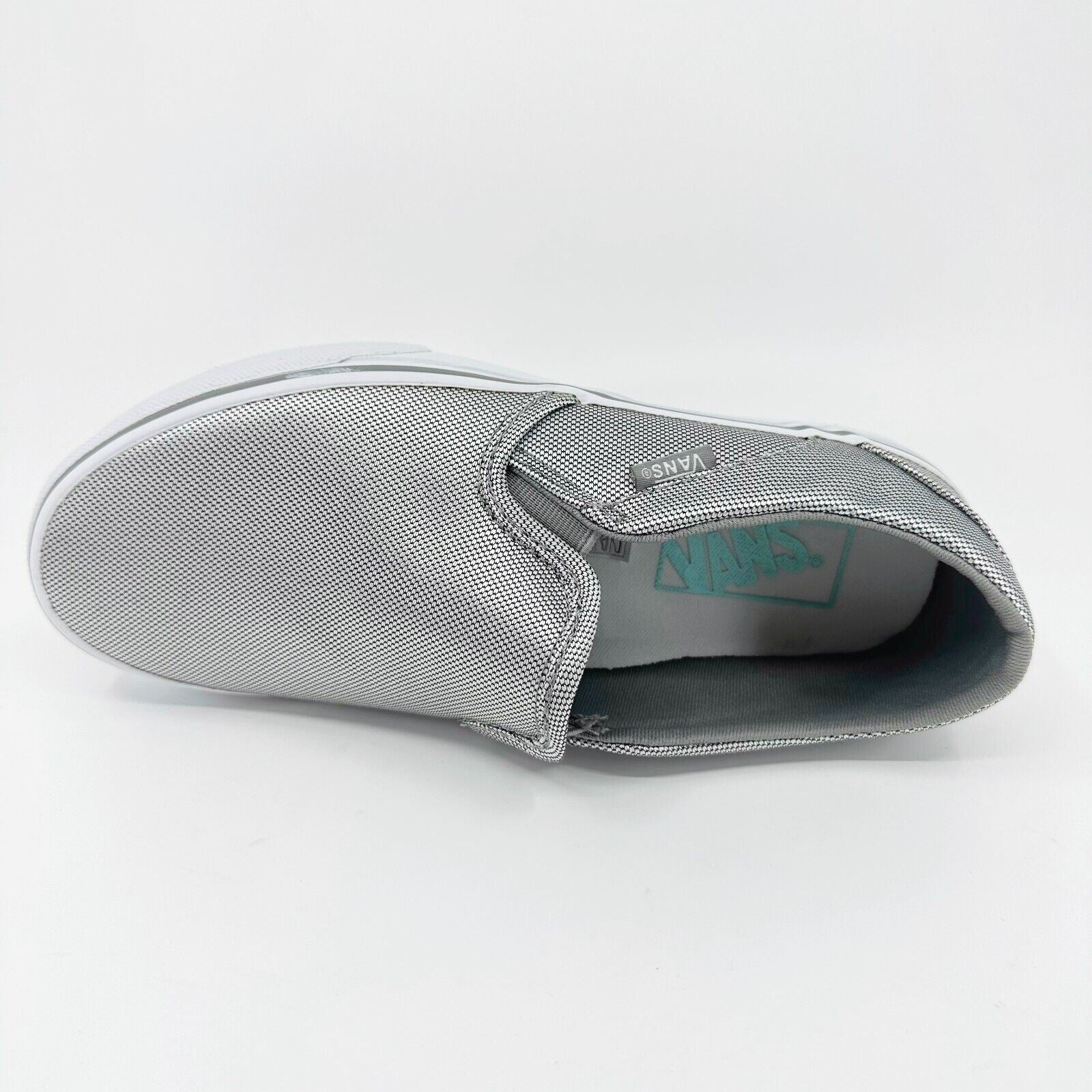 Vans Asher (Textile) Silver White Gray Womens Size 6 Casual Slip On Shoes