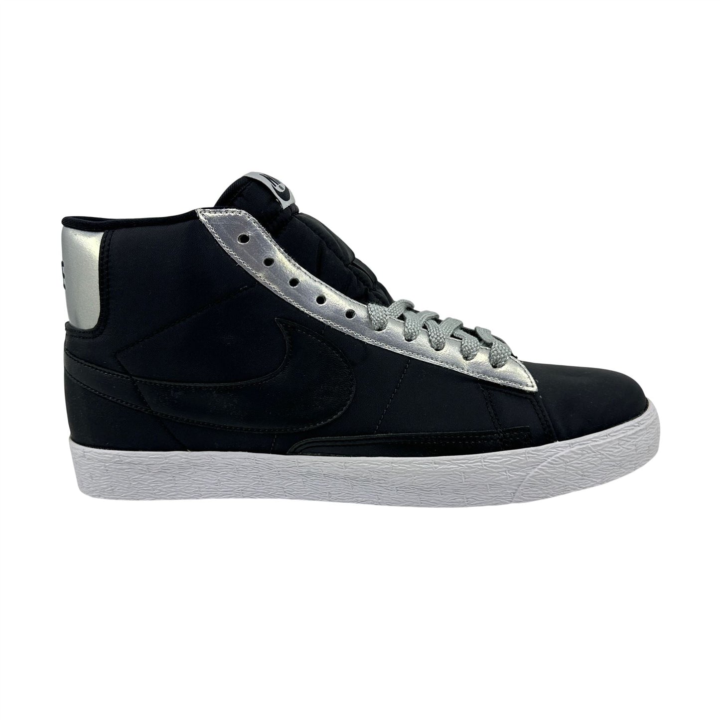 Nike Blazer High Black Metallic Silver White Mens Athletic Sneaker