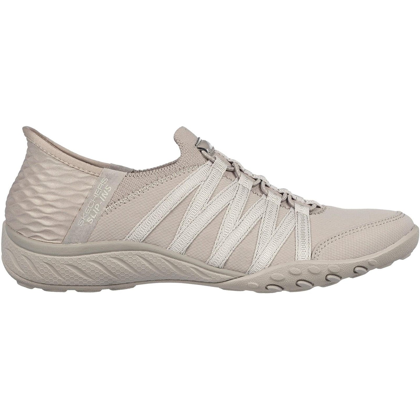 Women's Wide Fit Skechers 100593 Breathe Easy Roll With Me Shoes - Taupe