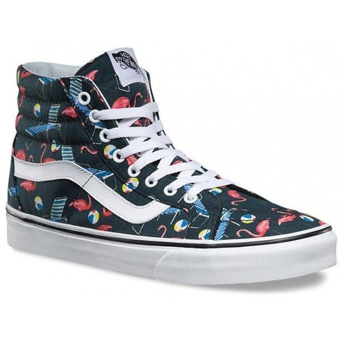 Vans Sk8 Hi Reissue (Pool Vibes) Black White Beach Flamingo Womens Casual Shoes