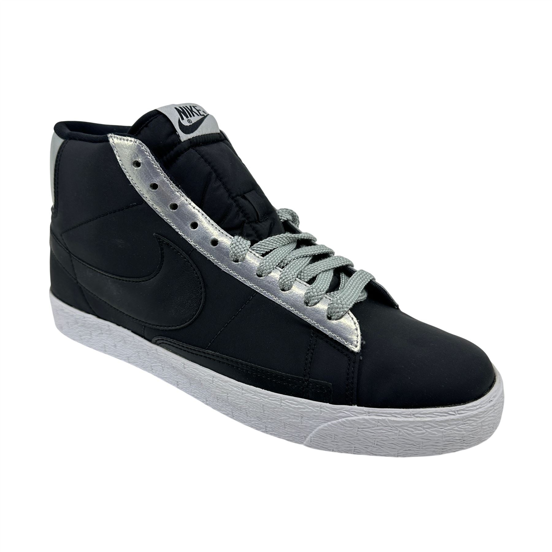 Nike Blazer High Black Metallic Silver White Mens Athletic Sneaker