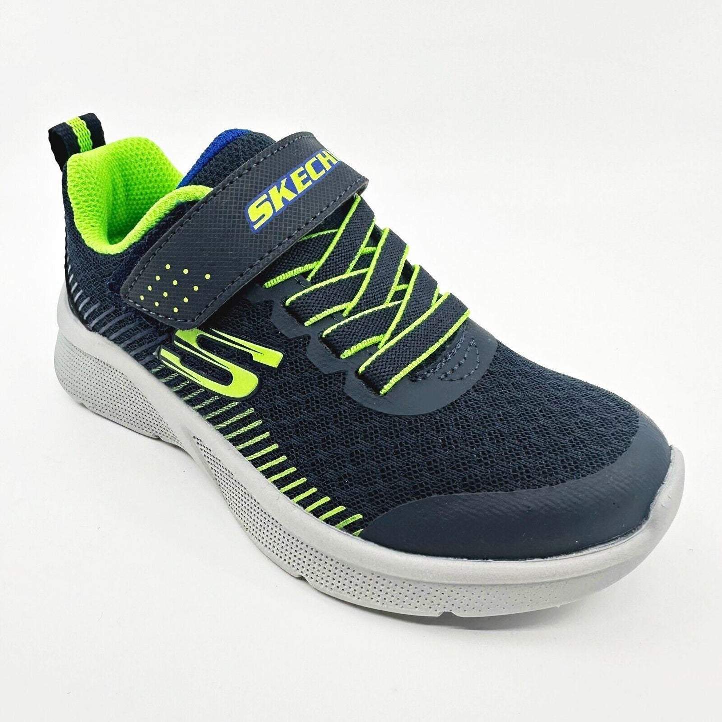 Skechers Microspec Gorza Navy Lime Kids Boys Sneakers