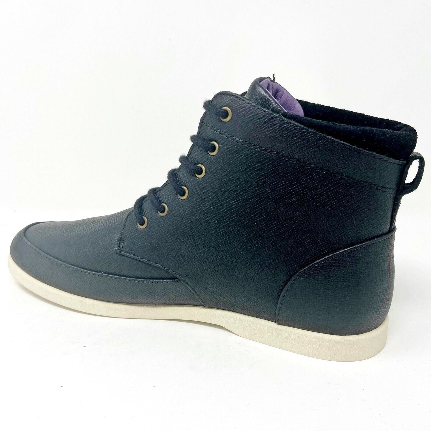Clae Hamilton Black Debossed Leather Mens Size 8.5 Mid Casual Sneakers