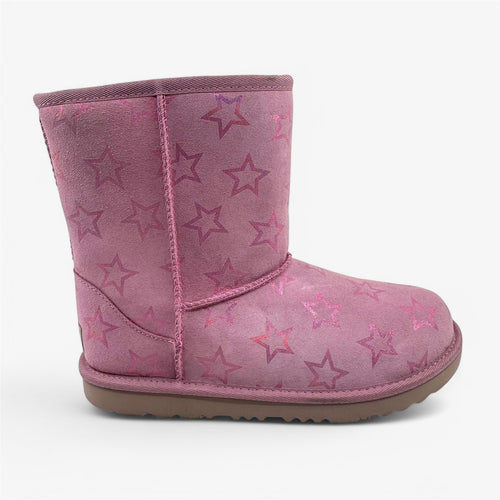 UGG Classic II Iridescent Star Orchid Pink Kids Girls Size 5 Shearling Style