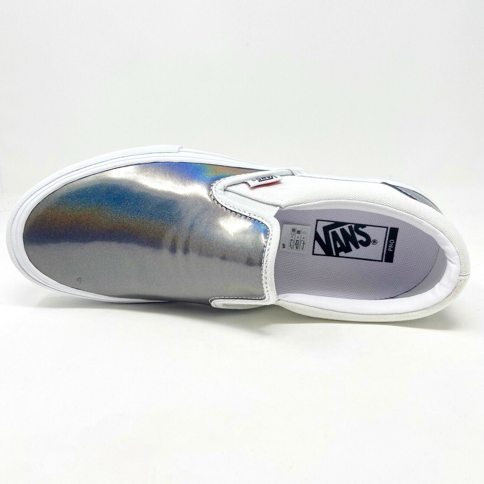 Vans Slip On Pro (Iridescent) Silver True White Mens Laceless Casual Shoes
