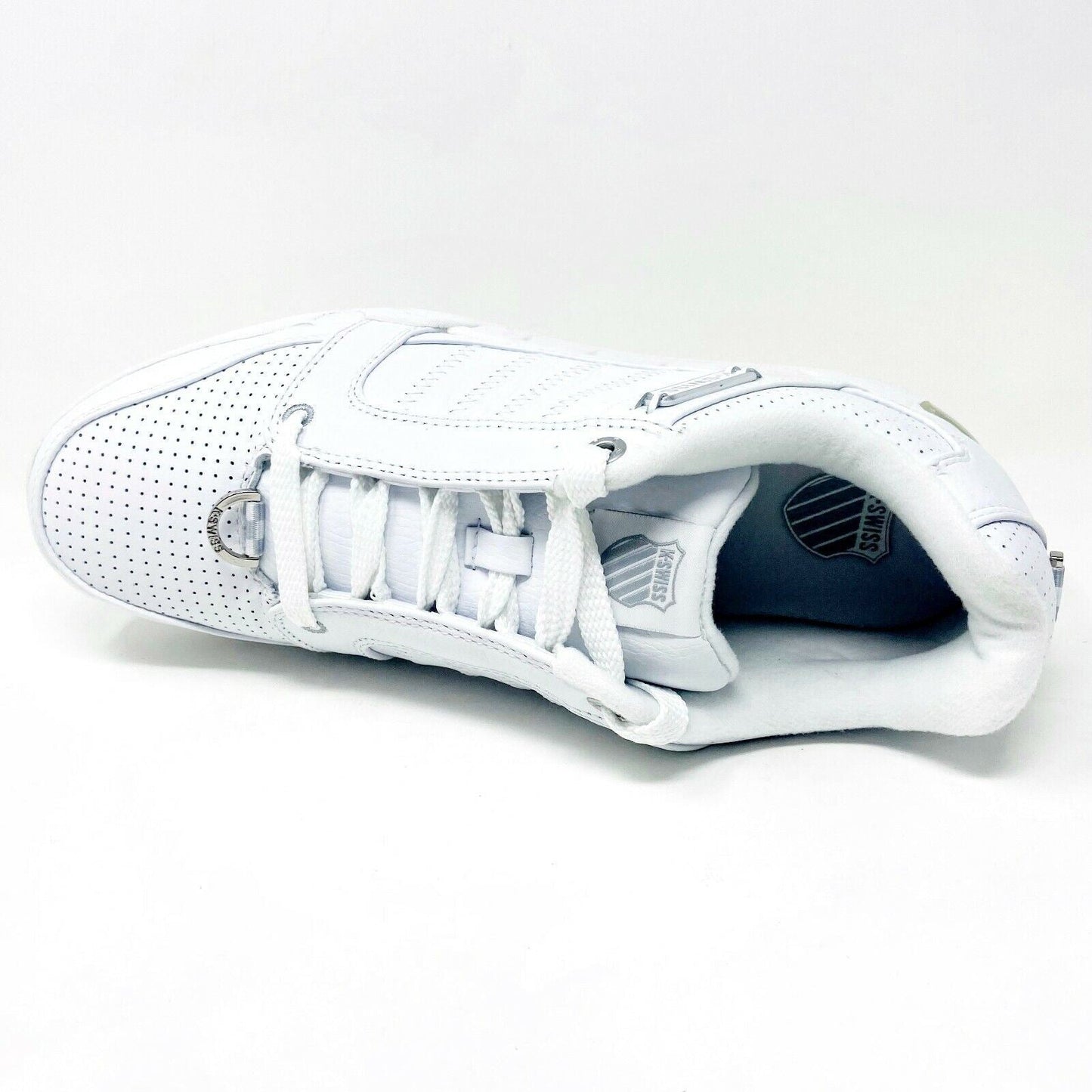 K-Swiss Talbert White Platinum Leather Mens  Retro Casual Sneakers 01763147