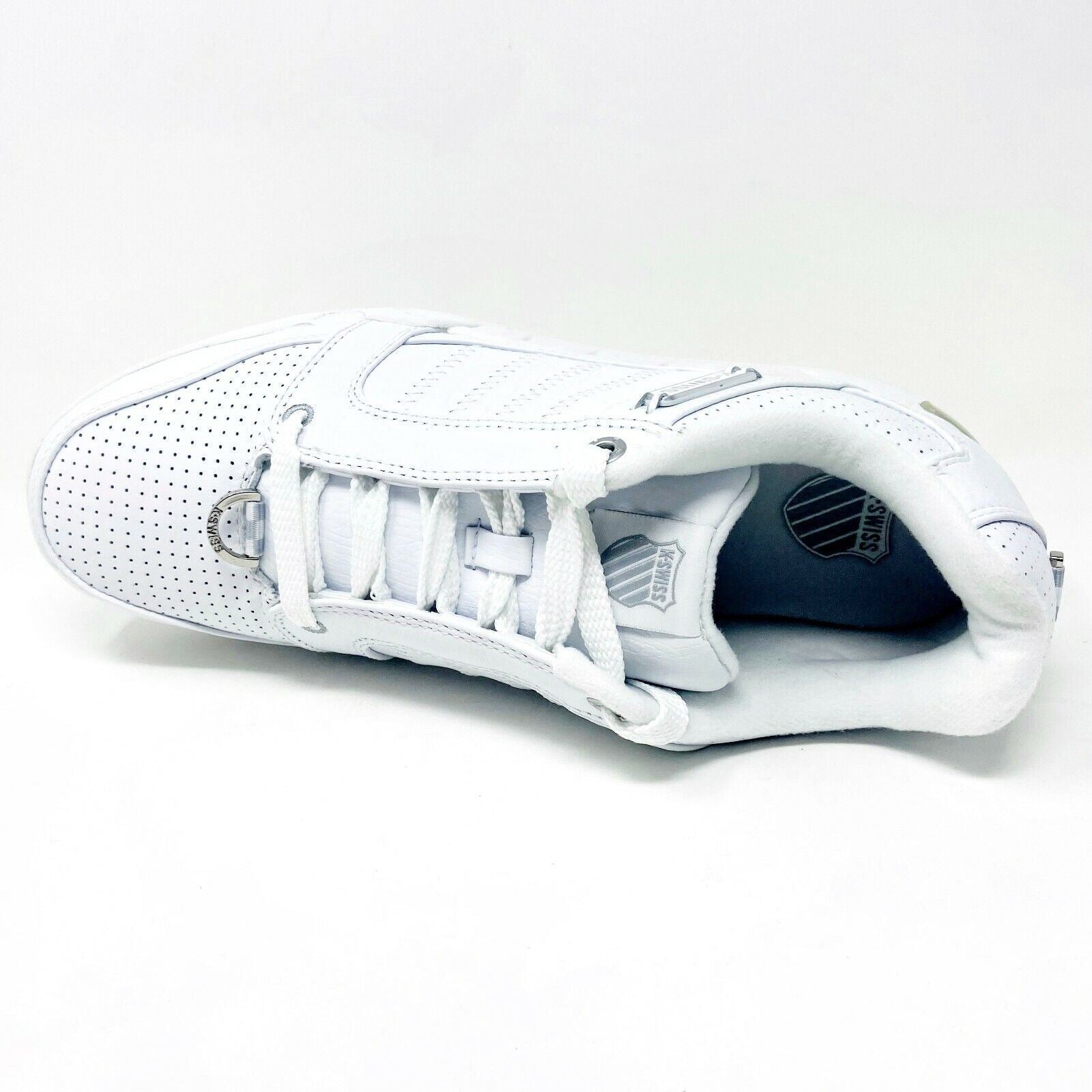 K-Swiss Talbert White Platinum Leather Mens  Retro Casual Sneakers 01763147