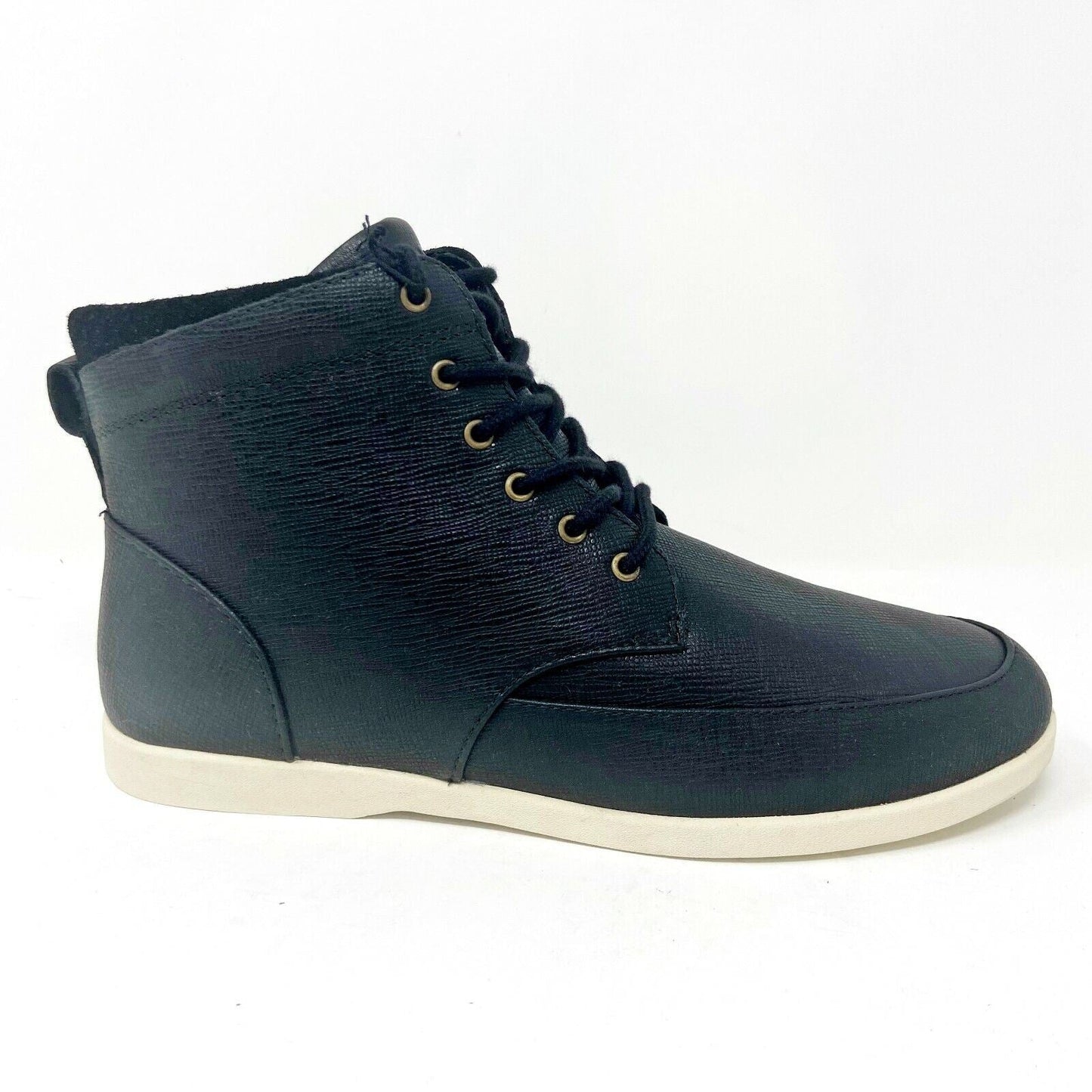 Clae Hamilton Black Debossed Leather Mens Size 8.5 Mid Casual Sneakers