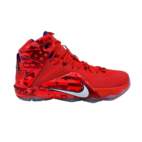 Nike Lebron XII Crimson Red White Mens Athletic Independence Day Sneaker