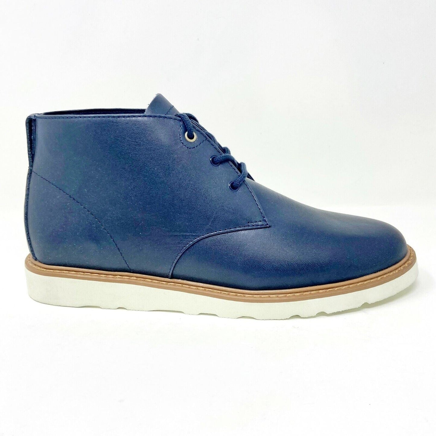 Clae Strayhorn Vibram Deep Navy Leather Mens Mid Premium Casual Sneakers