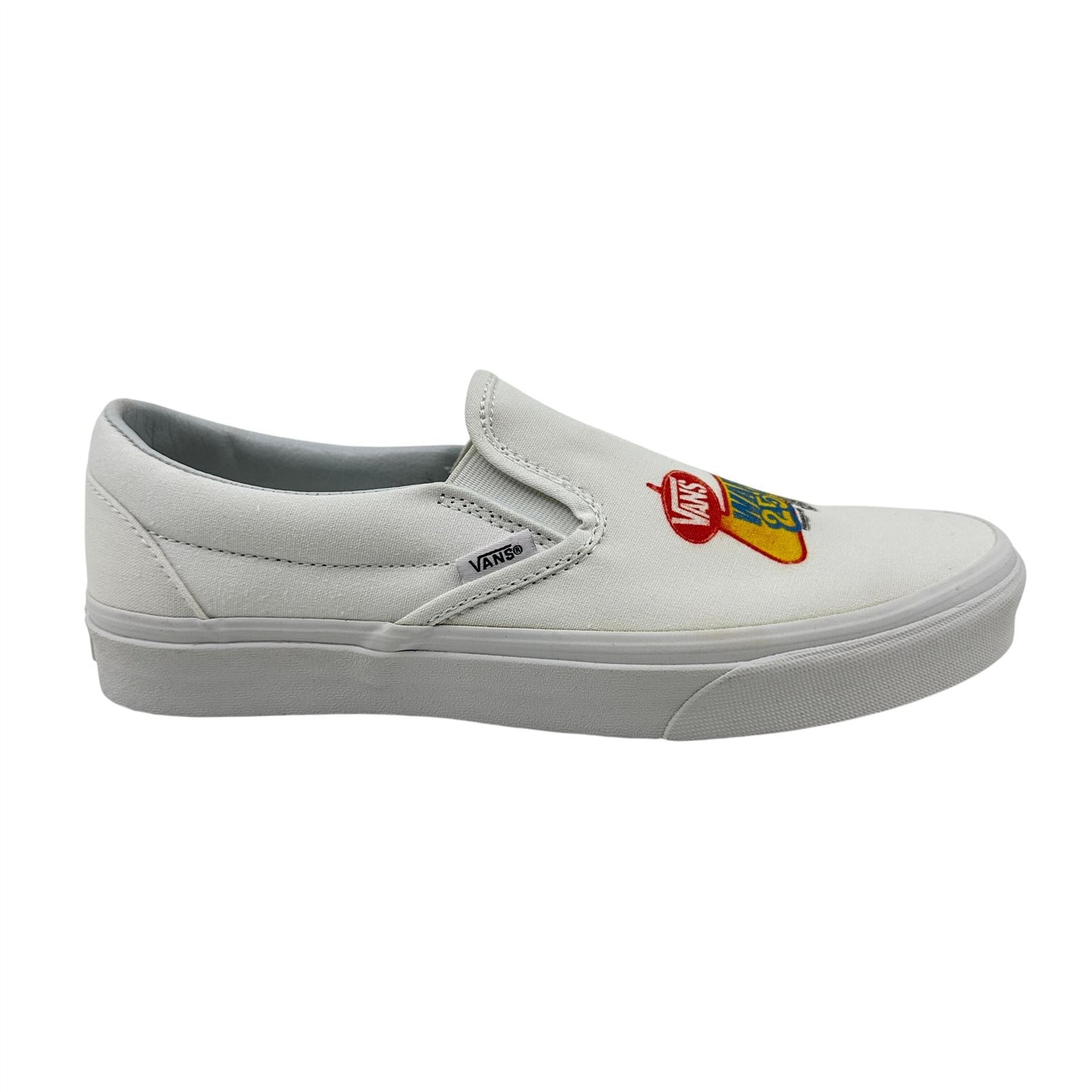 VANS Classic Slip On White Mens Athletic Warped Tour 25 Years Sneaker