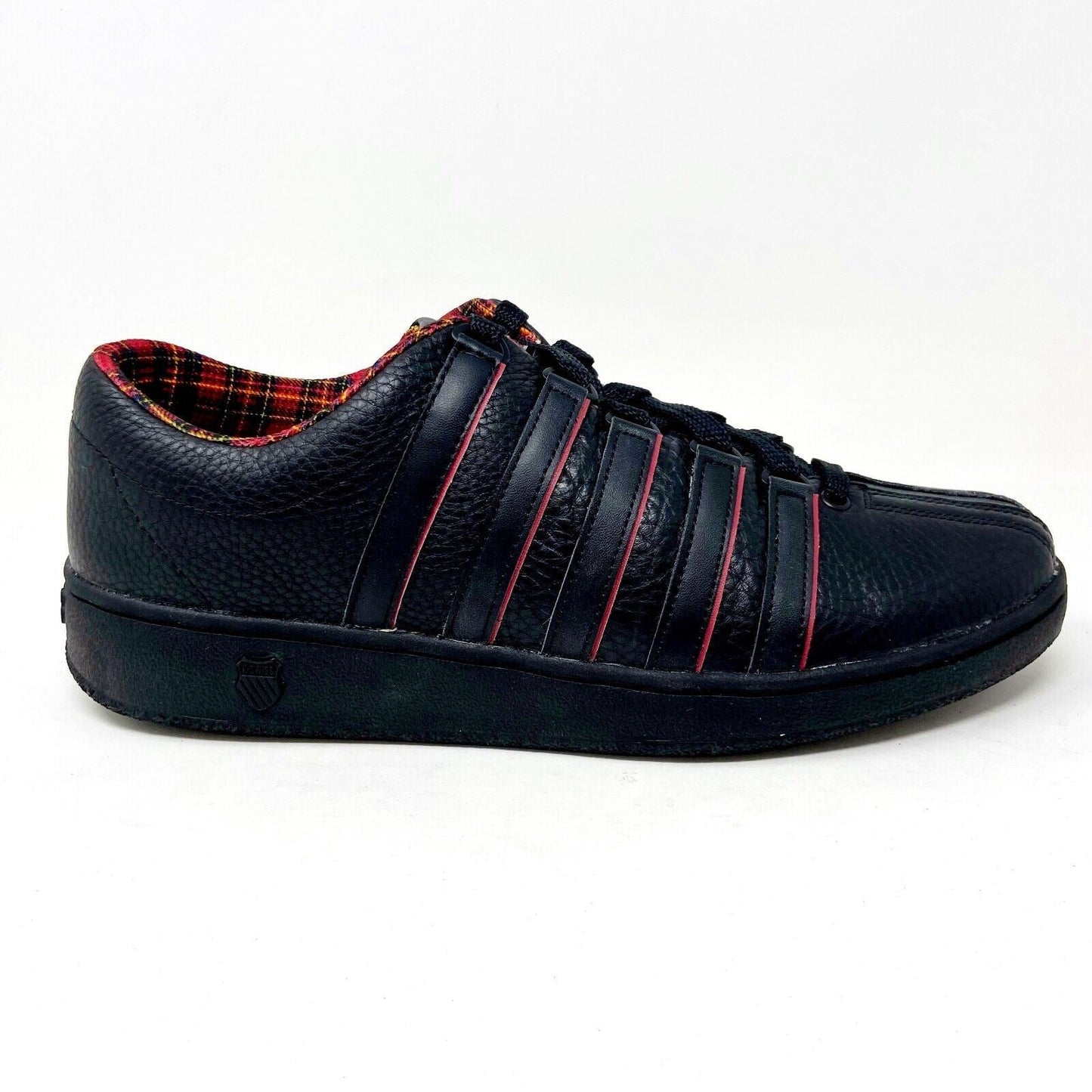 K-Swiss Mens Classic LXP Black Red Tartan Leather Sneakers 01012069