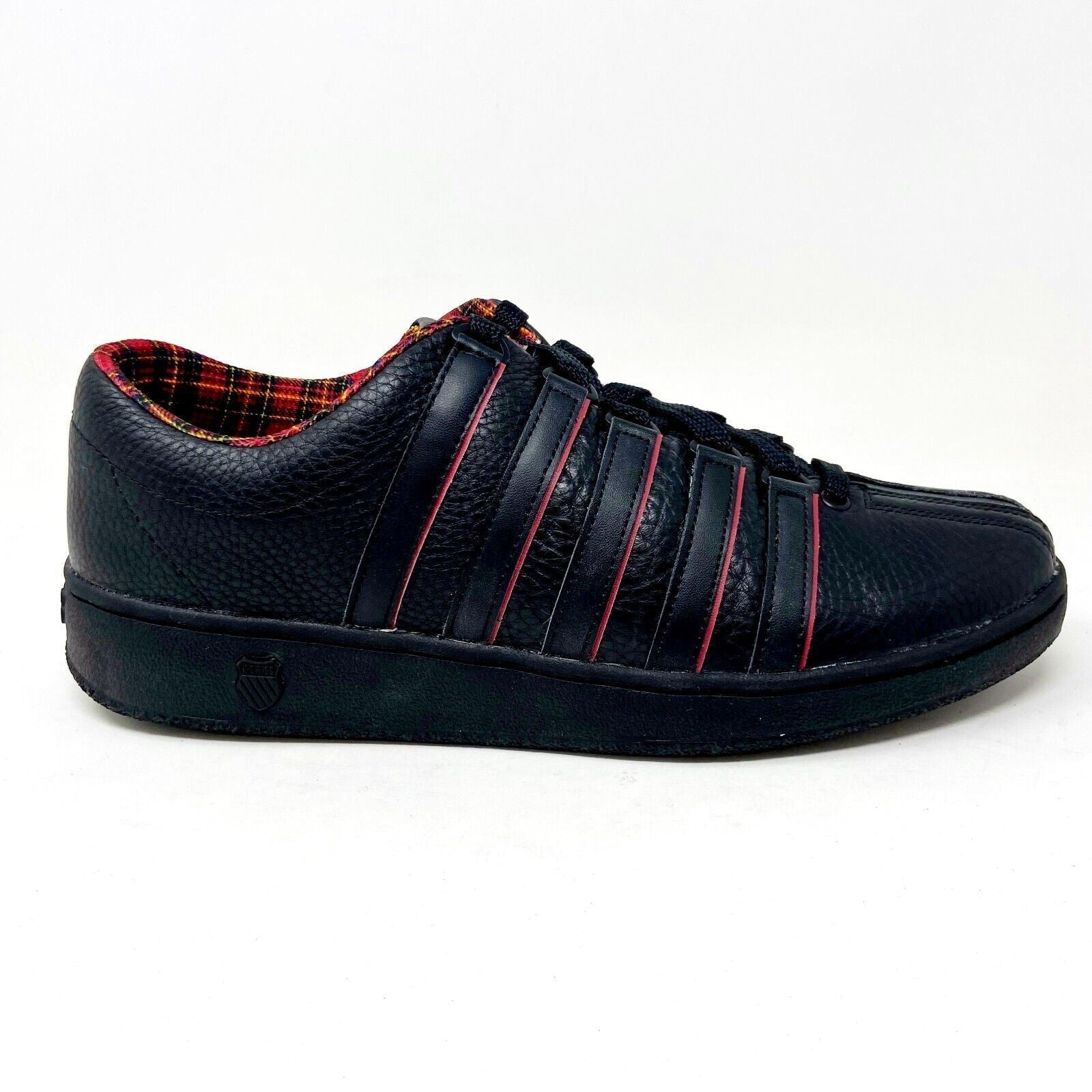 K-Swiss Mens Classic LXP Black Red Tartan Leather Sneakers 01012069