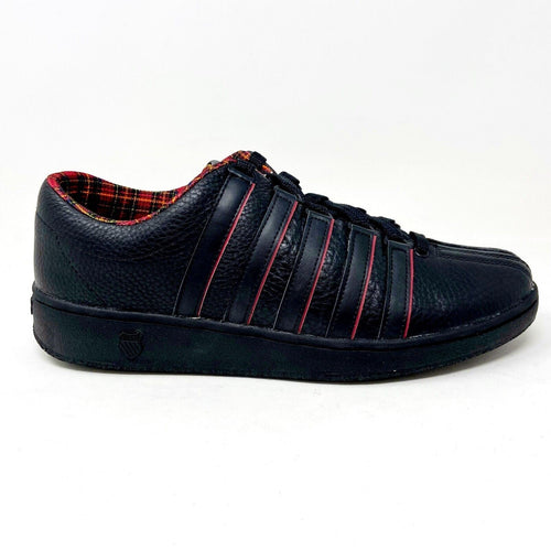 K-Swiss Mens Classic LXP Black Red Tartan Leather Sneakers 01012069