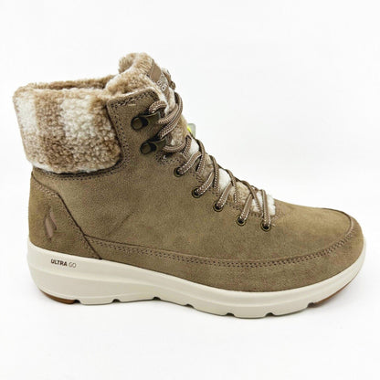 Skechers Go Walk Boots Glacial Ultra Timber Tan Womens Leather Shoes