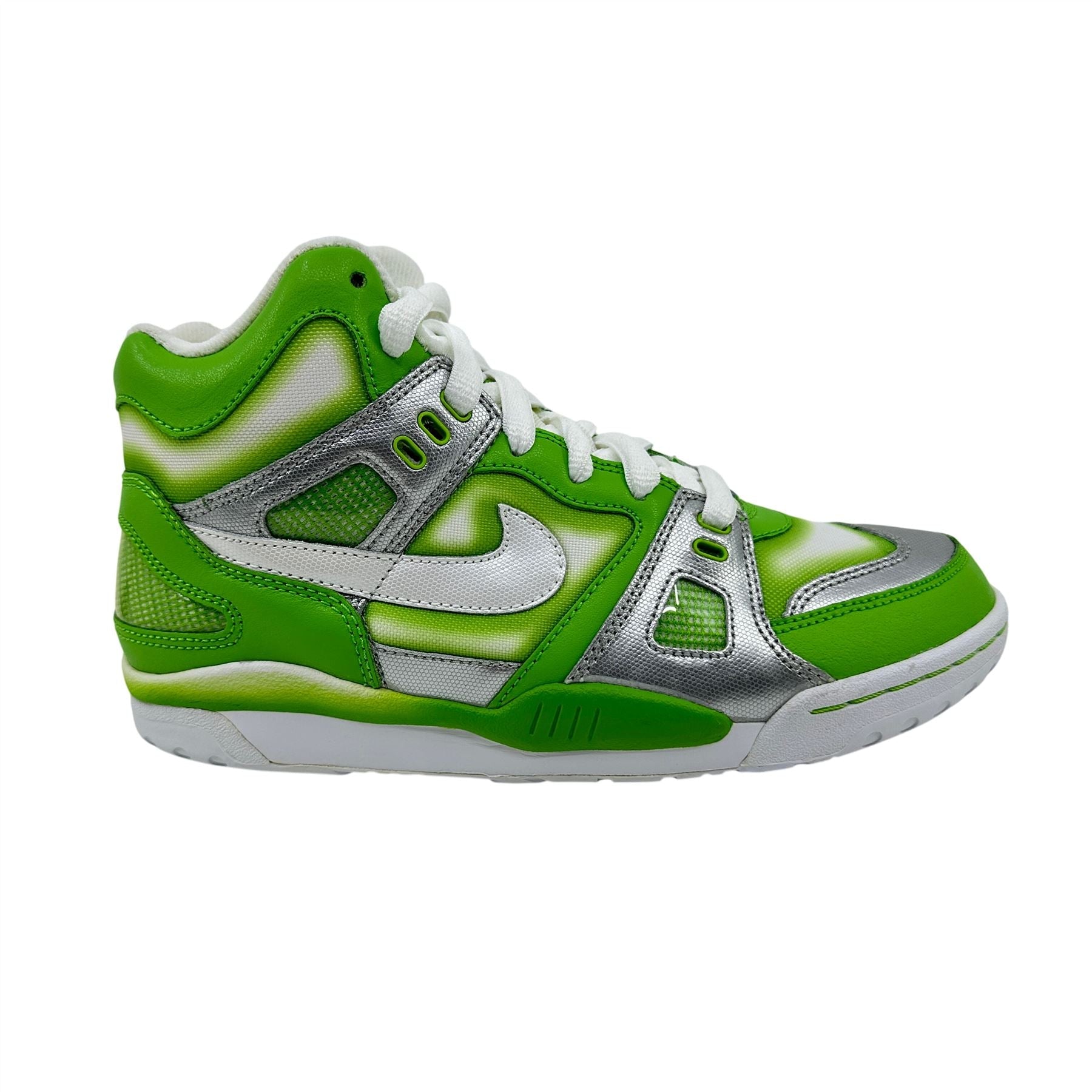 Nike Air Digs High Green White Metallic Silver Womens Athletic Sneaker