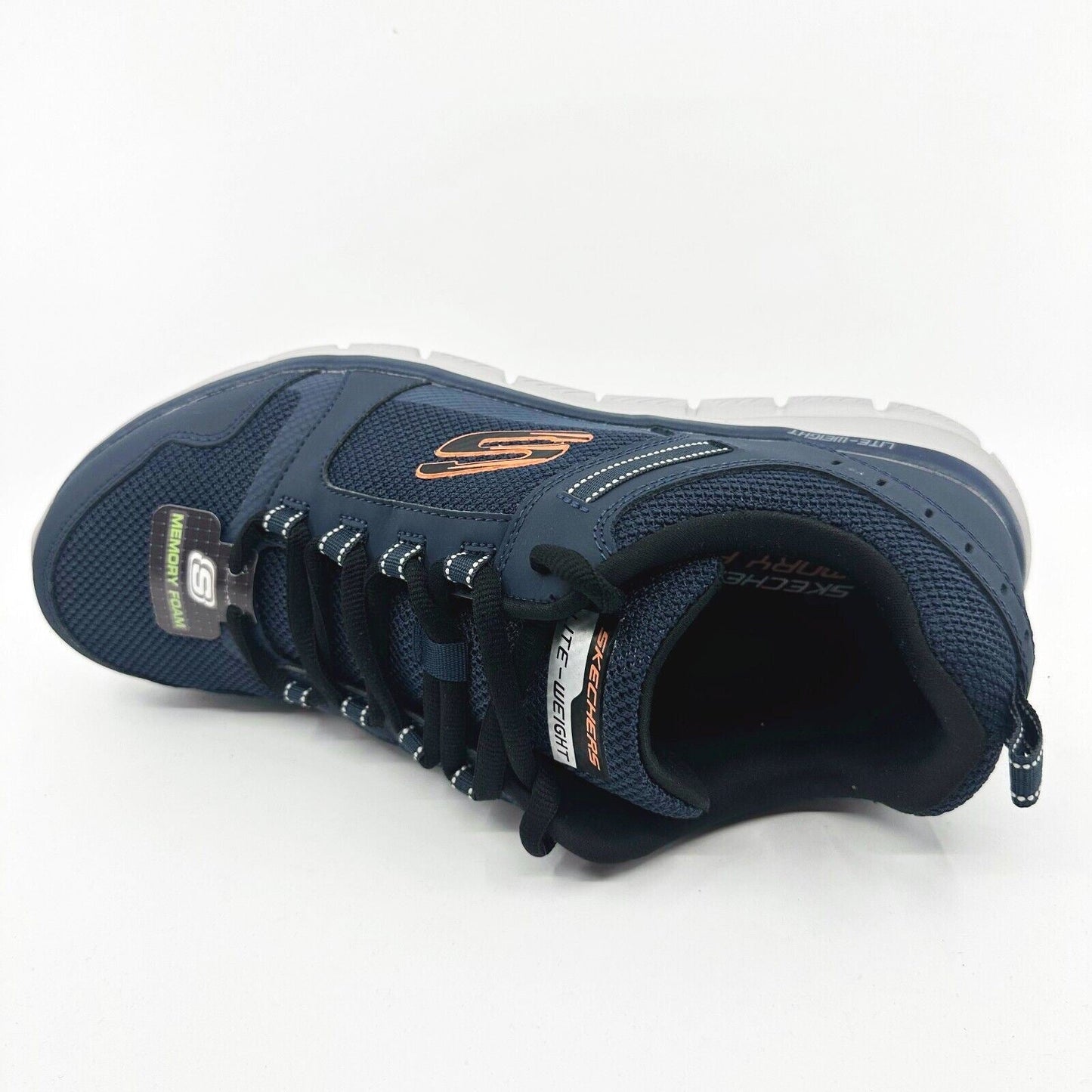 Skechers Track Knockhill Navy Orangre Mens Size 13 Athletic Sneakers