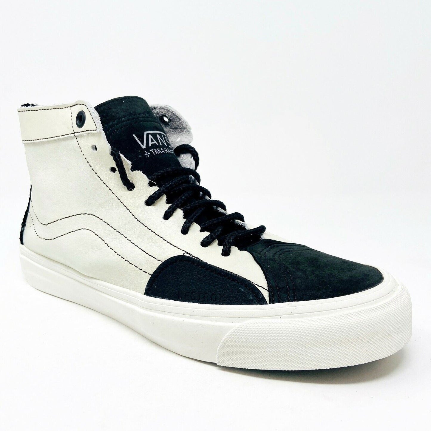 Vans Vault Taka Hayashi Sk8 Hi LX Black Marshmallow Leather Womens Size 6.5