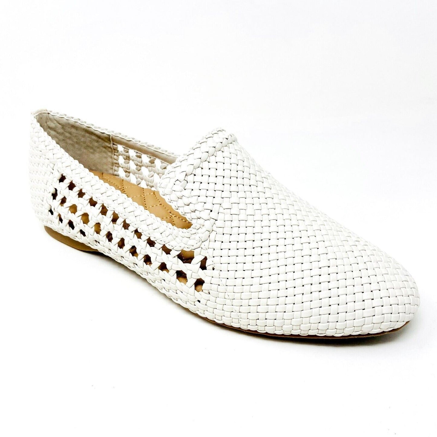 Birdies The Starling White Woven Womens Vegan Leather Slip On Flats Loafers