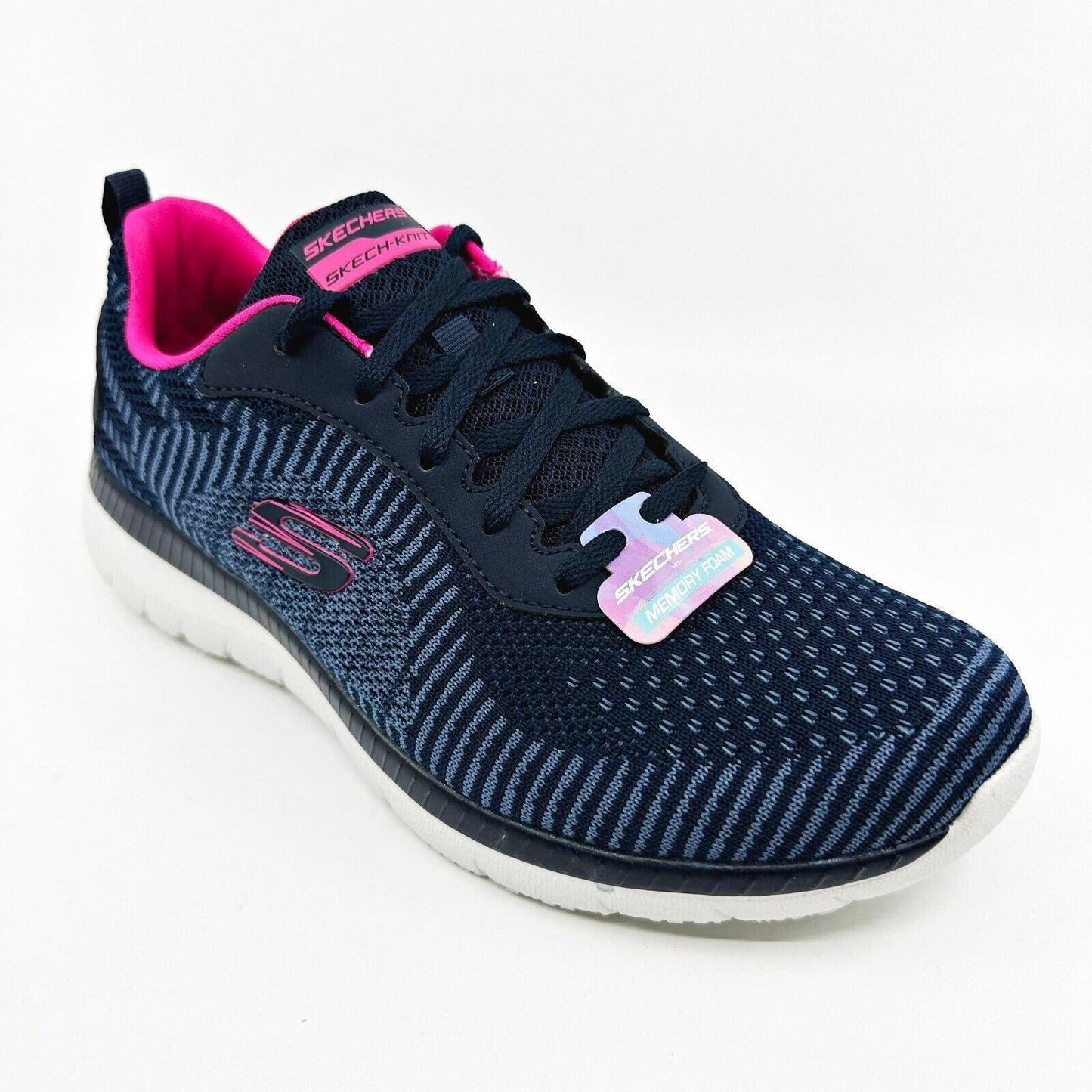Skechers Bontiful Purist Navy Hot Pink Womens Athletic Shoes