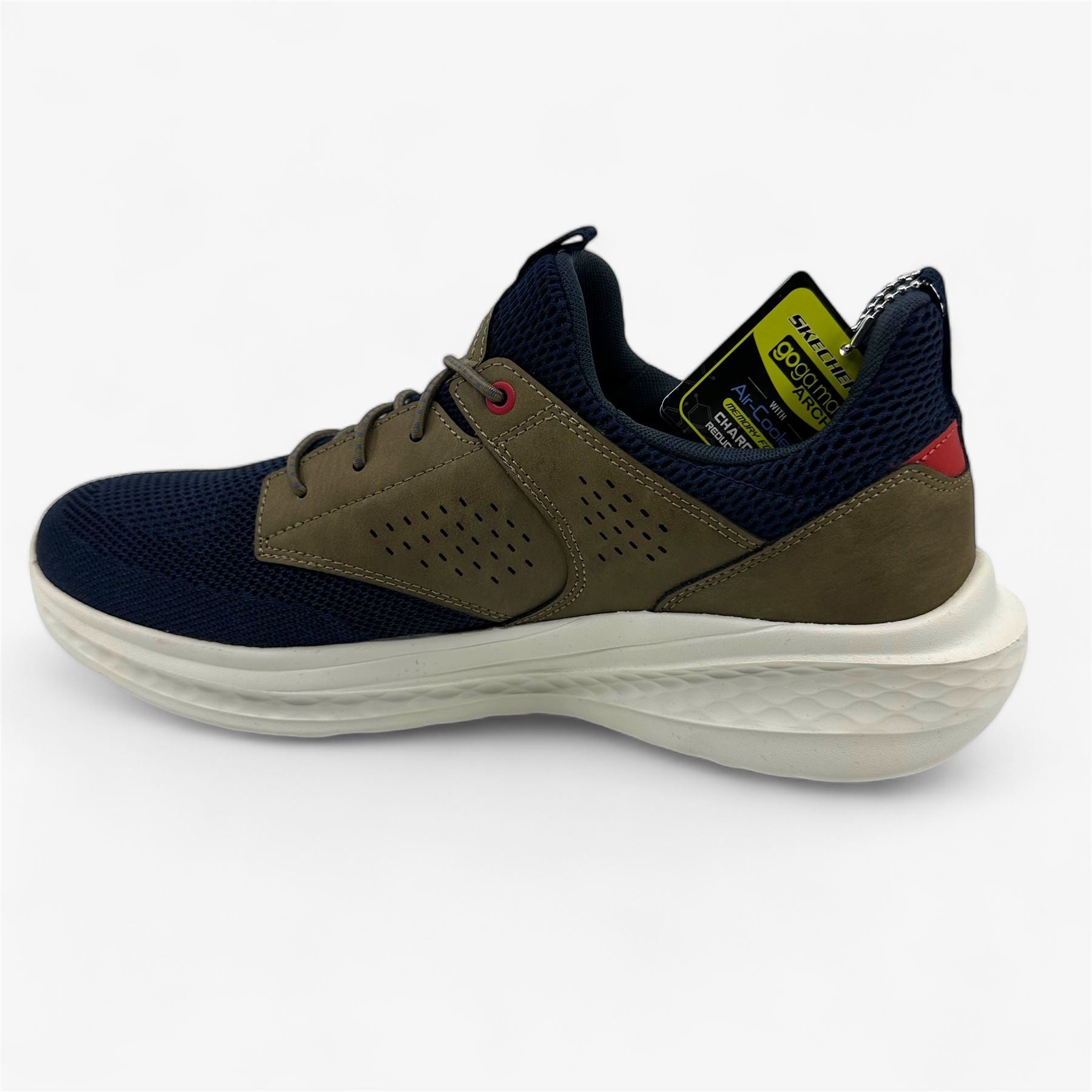 Skechers Slade Breyer Navy Tan Mens Size 10.5 Athletic Relaxed Fit Sneaker