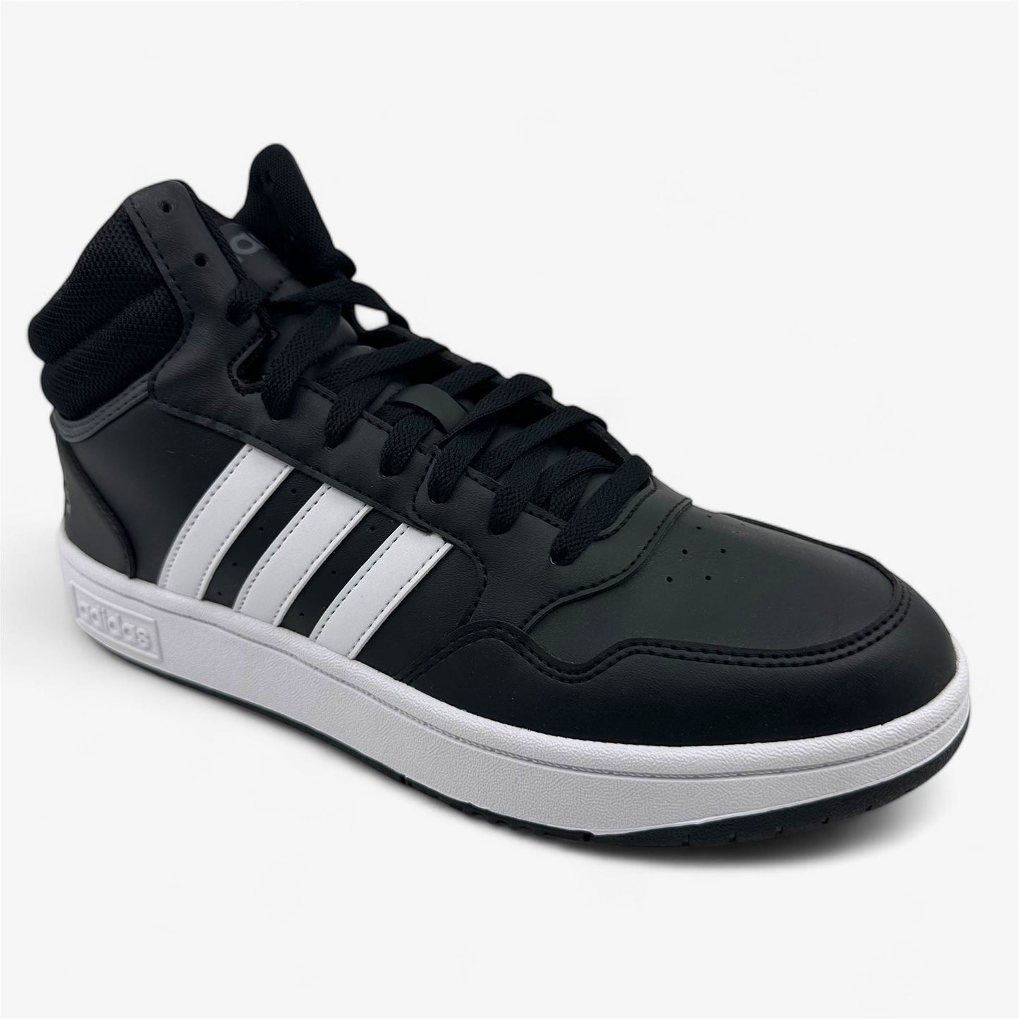 Adidas Hoops 3.0 Mid Black White Mens Athletic Sneaker