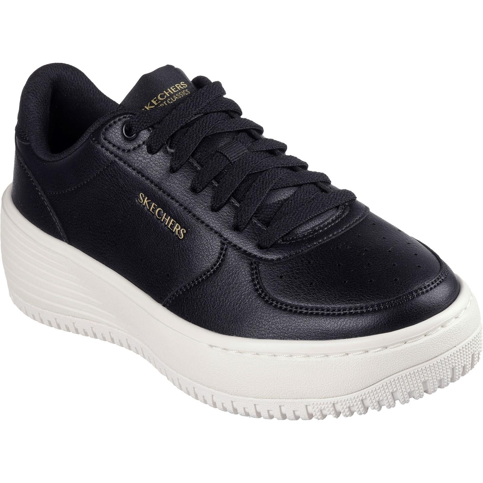 Women's Wide Fit Skechers 185110 Court Classics Grand 92 Be Lifted Trainers - Black