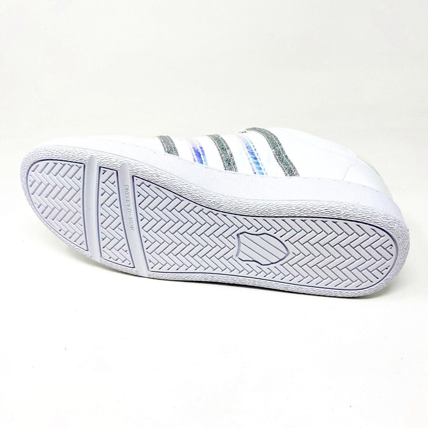 K-Swiss Classic VN White Sparkle Mermaid Kids Size 7 Varsity Sneakers 87321 968