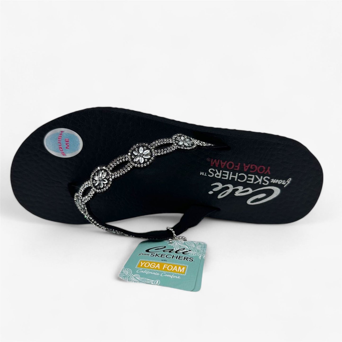 Skechers Meditation Floral Candy Black Womens Sandal Thong