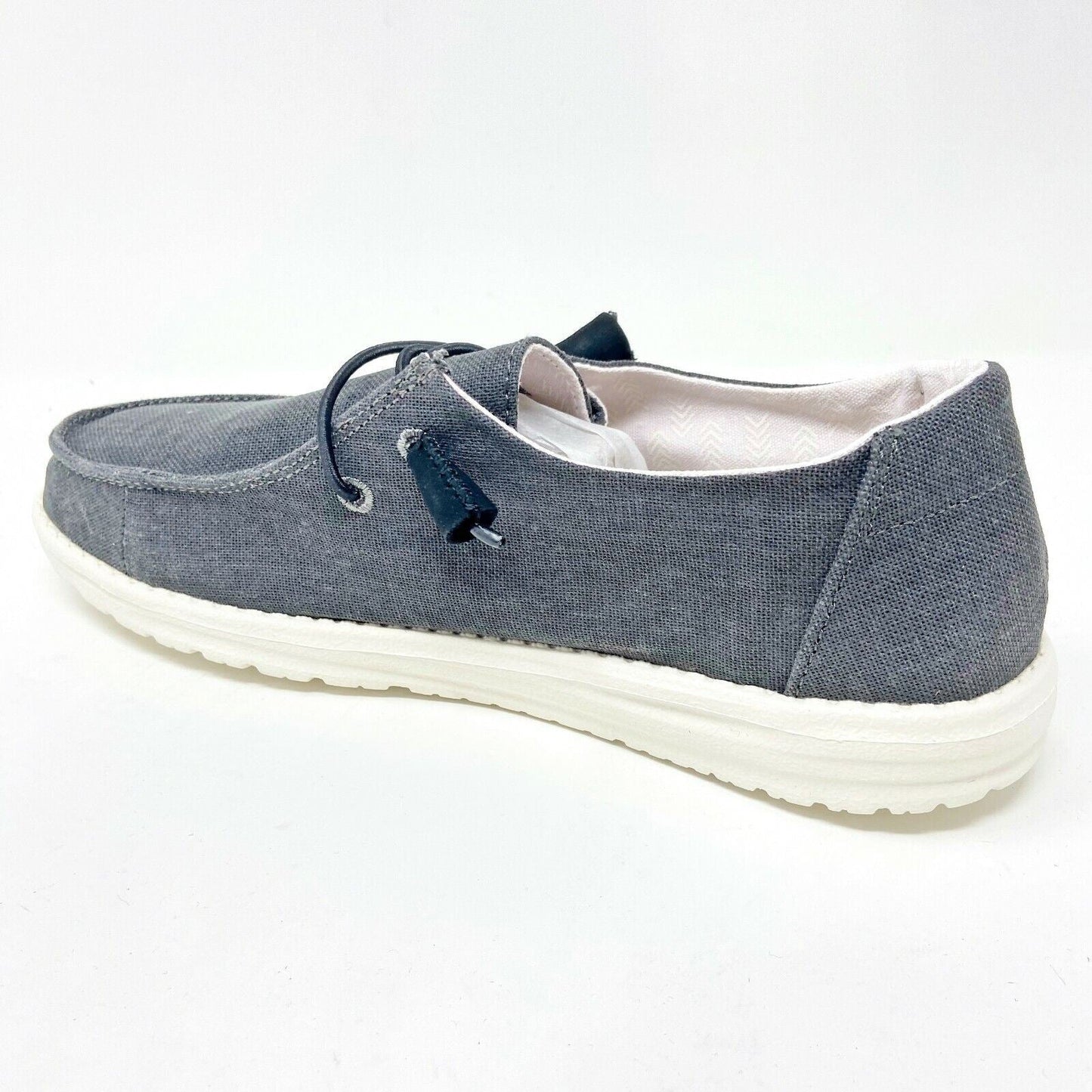 Hey Dude Womens Wendy Chambray Off Black Slip On Comfort Shoes