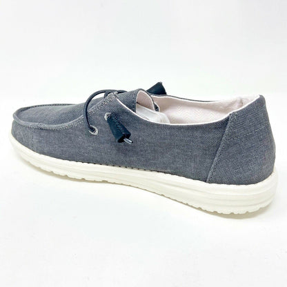 Hey Dude Womens Wendy Chambray Off Black Slip On Comfort Shoes