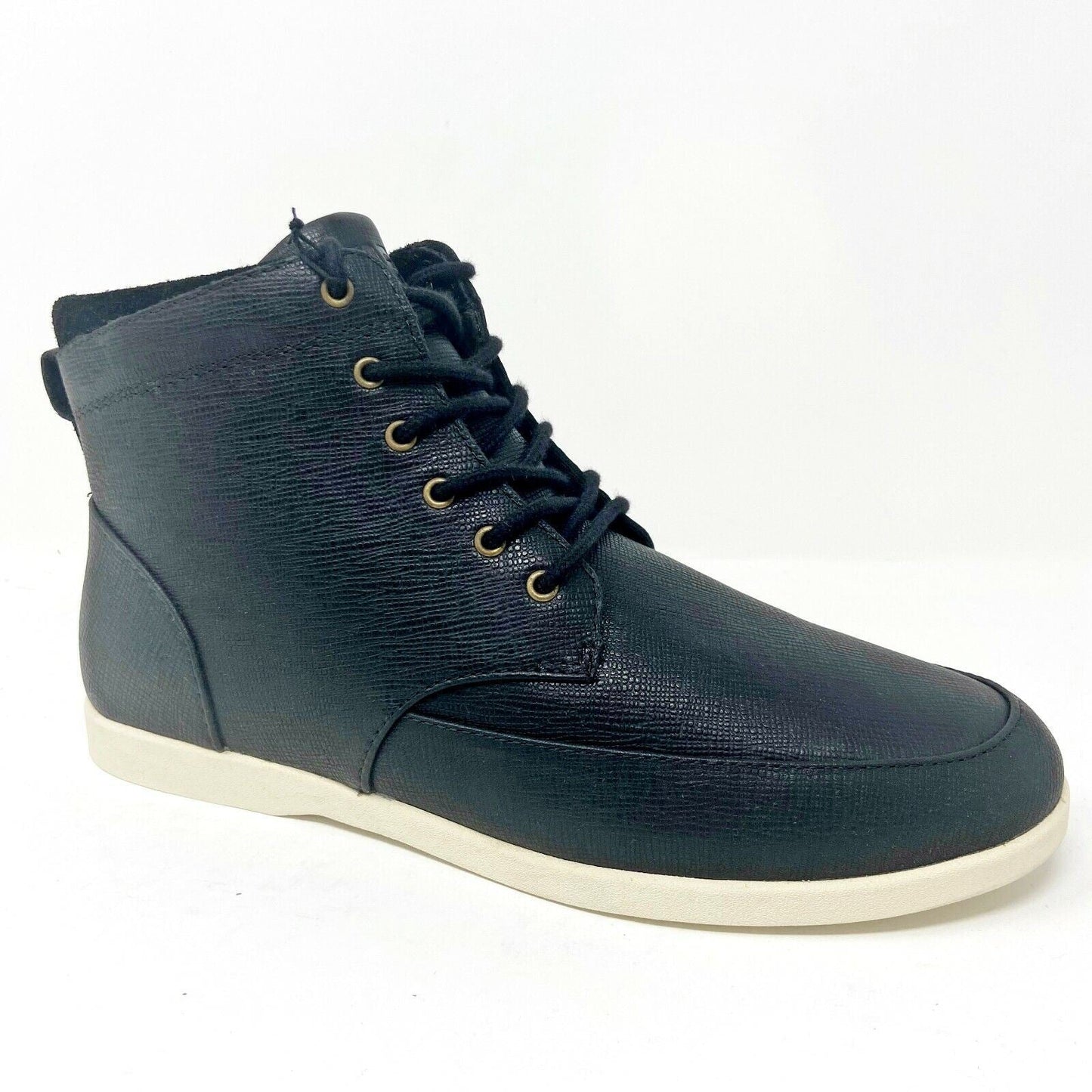 Clae Hamilton Black Debossed Leather Mens Size 8.5 Mid Casual Sneakers